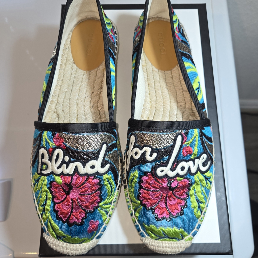 Gucci Blind For Love Embroidered Espadrille NWT
